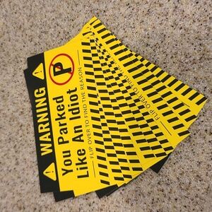 Parking Warning! Idiot Parking Calling Card to Leave - Two sided - Set of 10 NWT